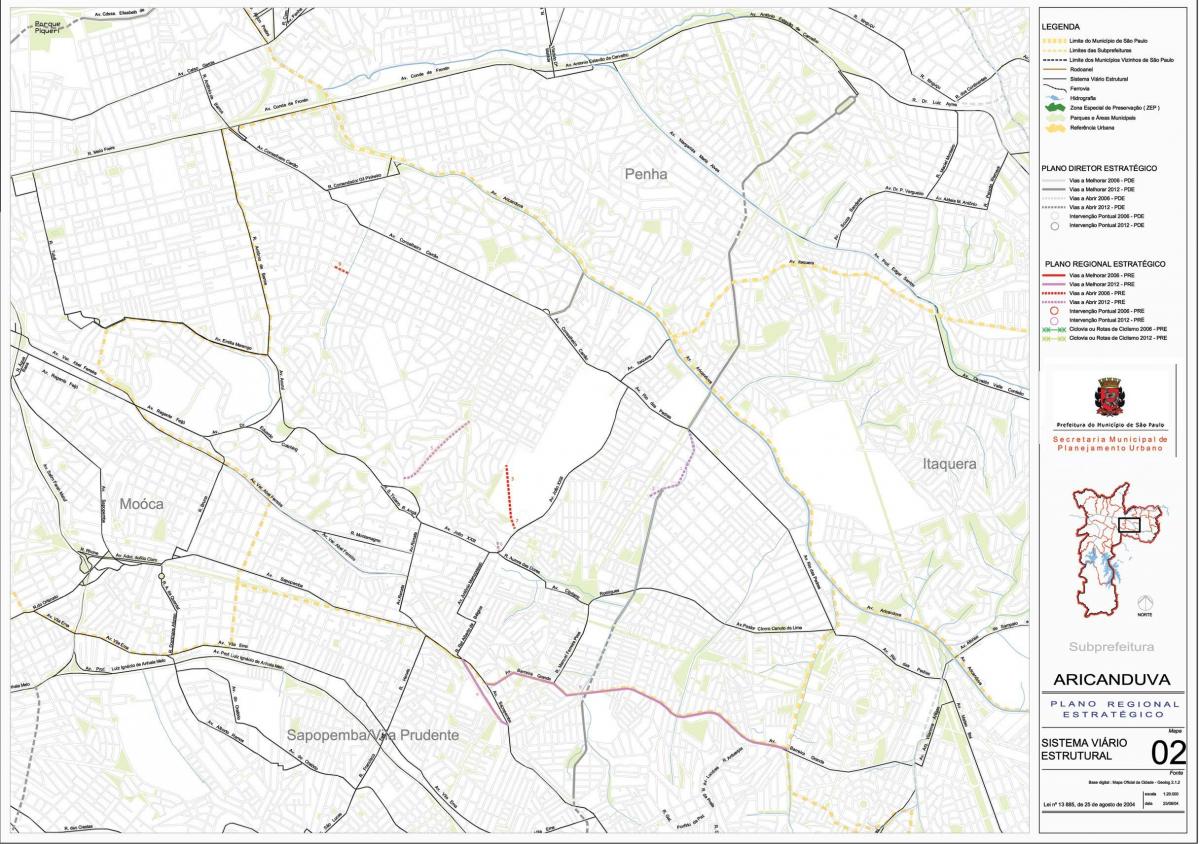 地图Aricanduva-Vila Formosa São Paulo-道路