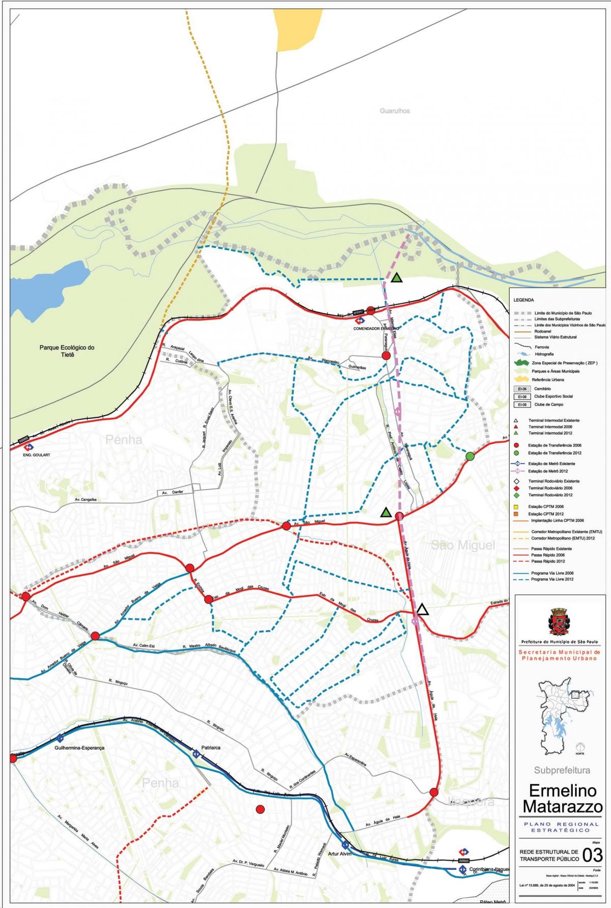 地图Ermelino马塔拉佐São Paulo-公共交通工具