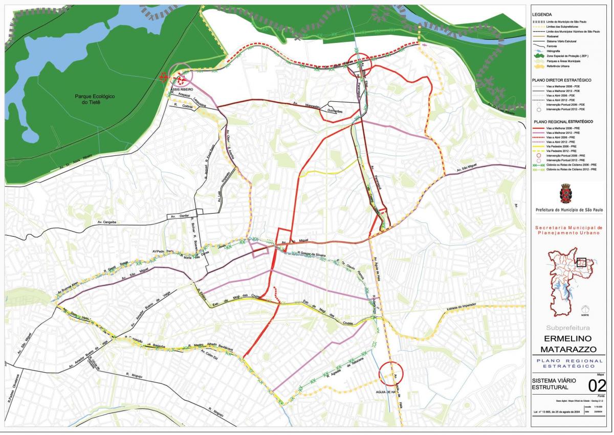 地图Ermelino马塔拉佐São Paulo-道路