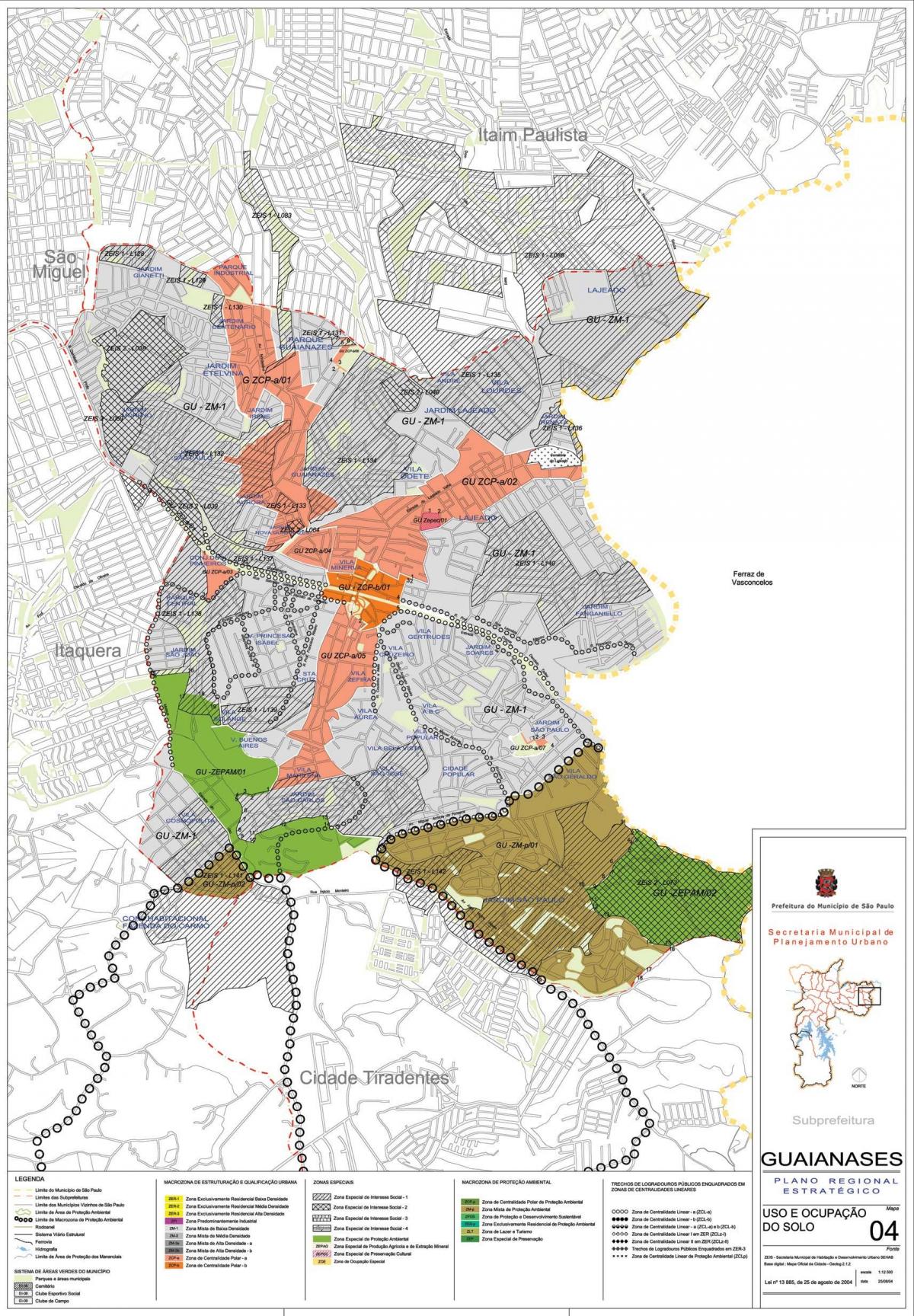 地图Guaianases São Paulo-占领土壤