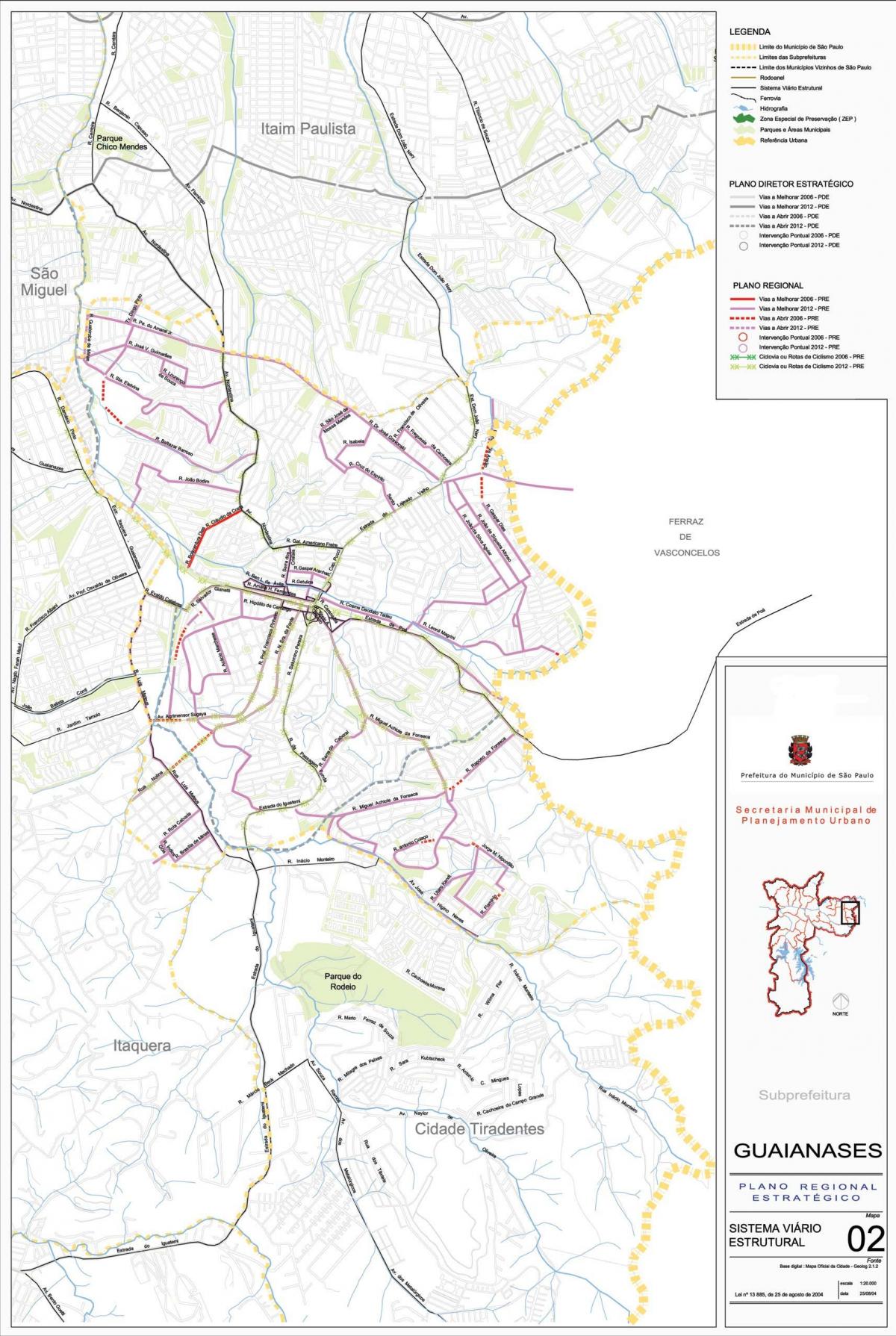 地图Guaianases São Paulo-道路