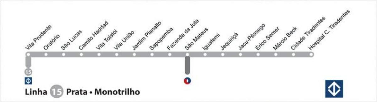 地图São Paulo单轨铁路线15-银