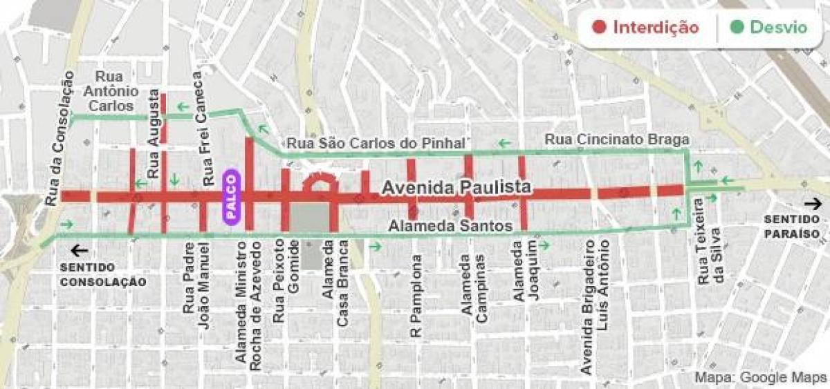 地图Paulista大道São Paulo