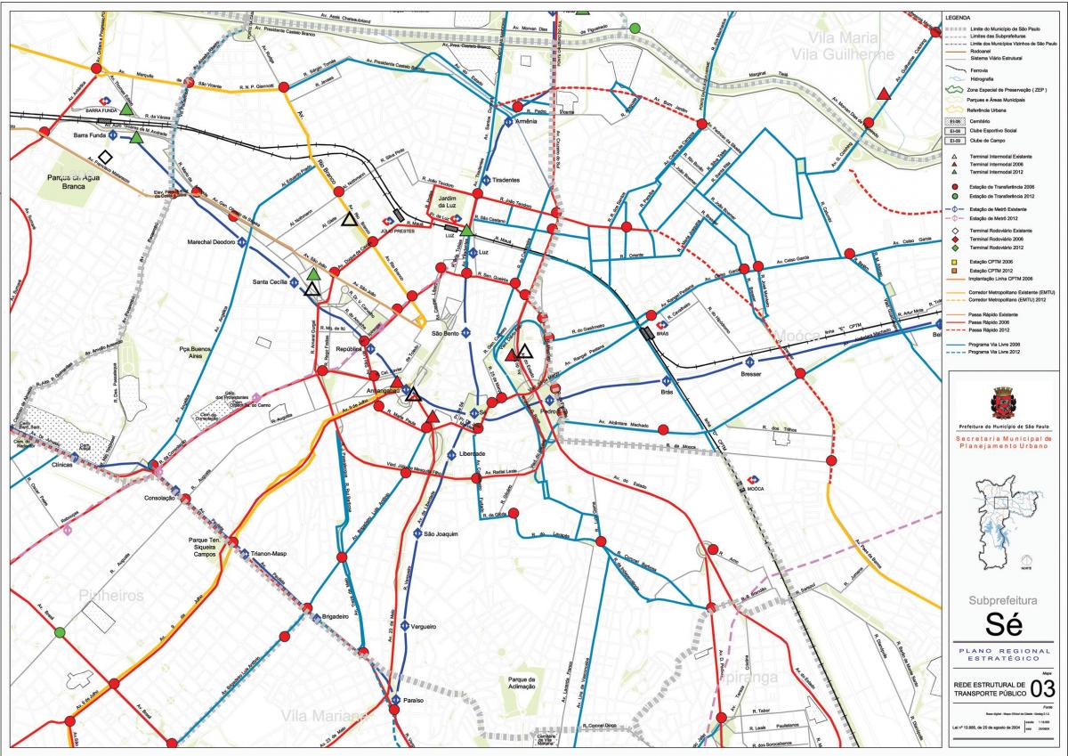 地图瑟São Paulo-公共交通工具