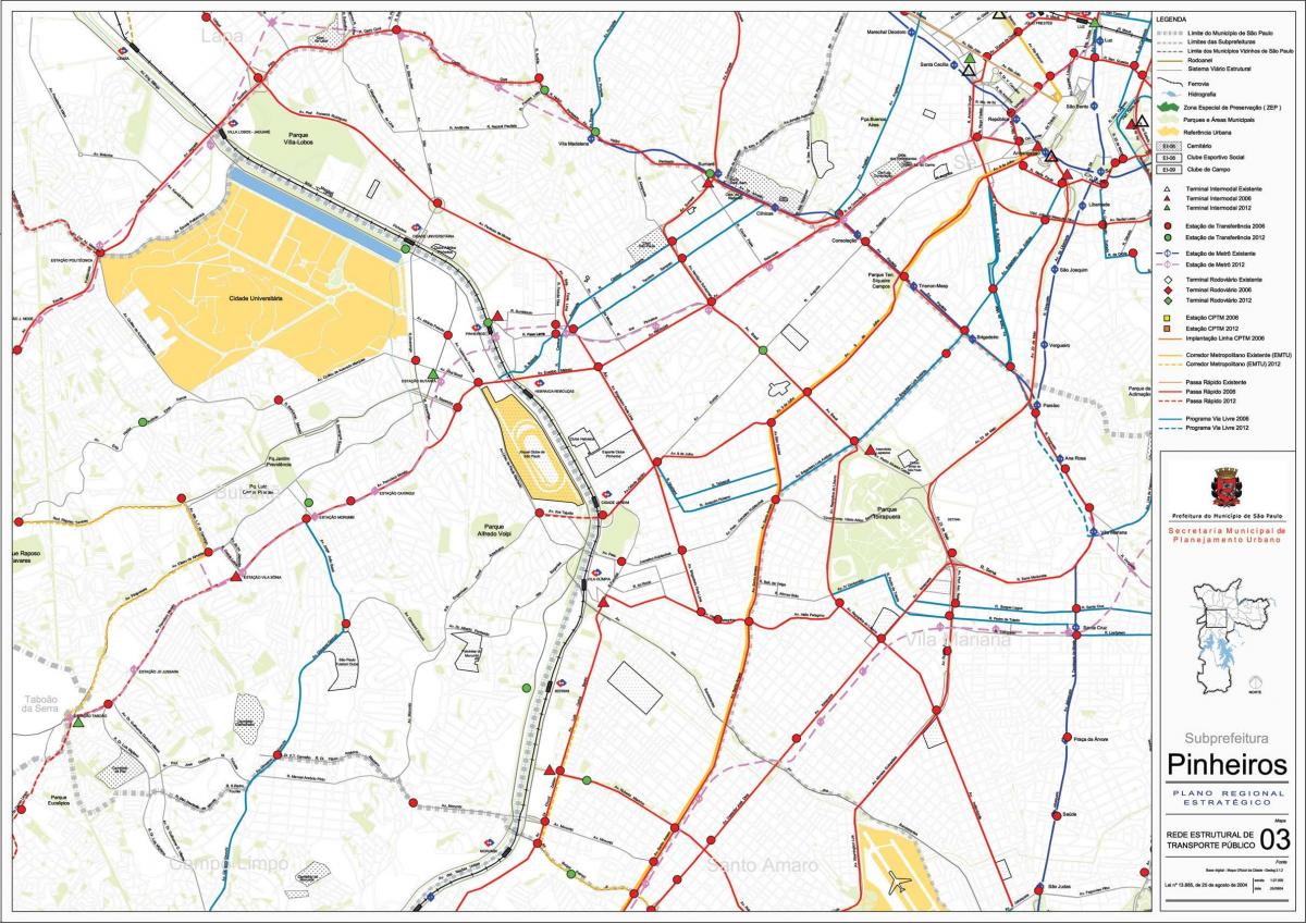 地图皮涅罗斯São Paulo-公共交通工具