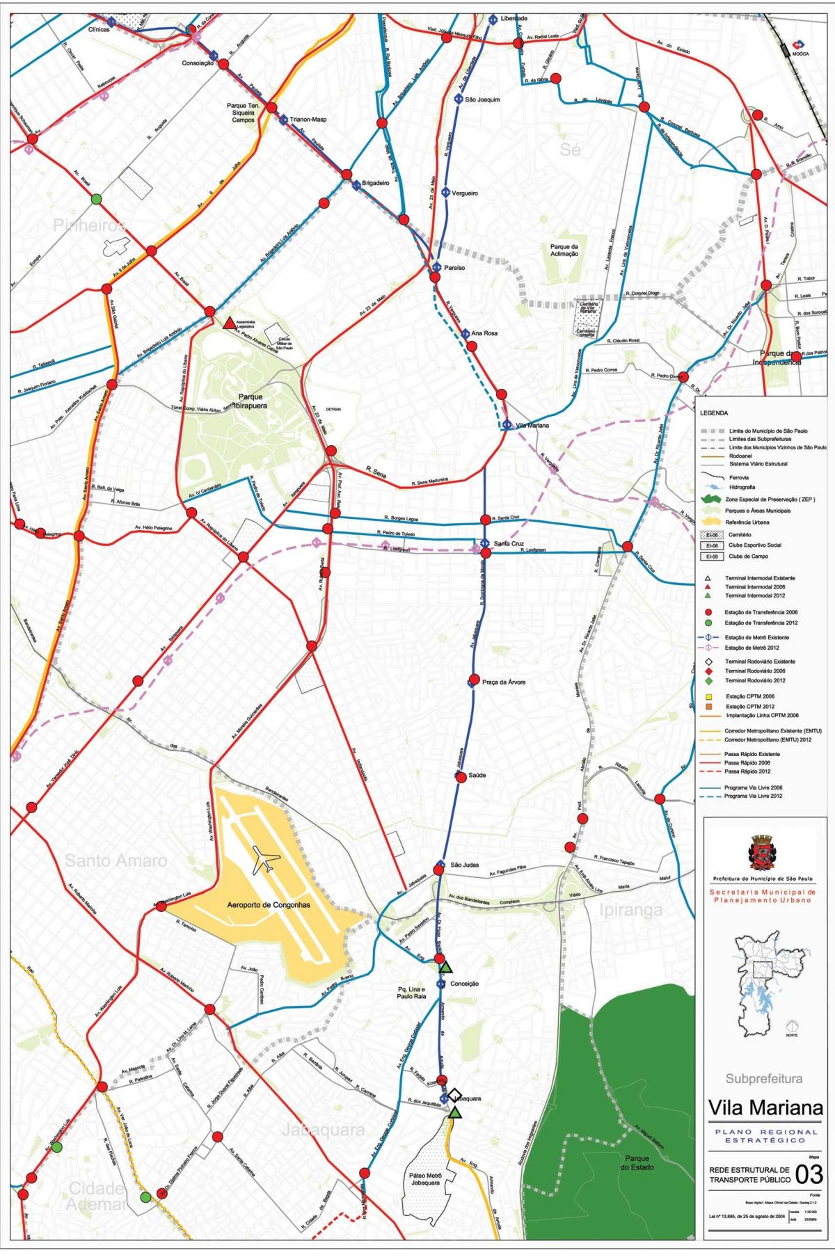 地图的维拉马里亚纳São Paulo-公共交通工具