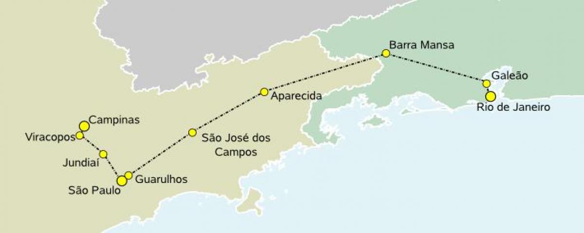 地图的高速火车São Paulo