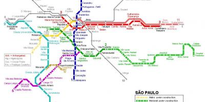 地图São Paulo单轨铁路