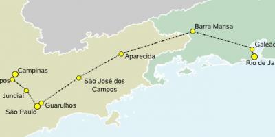 地图的高速火车São Paulo