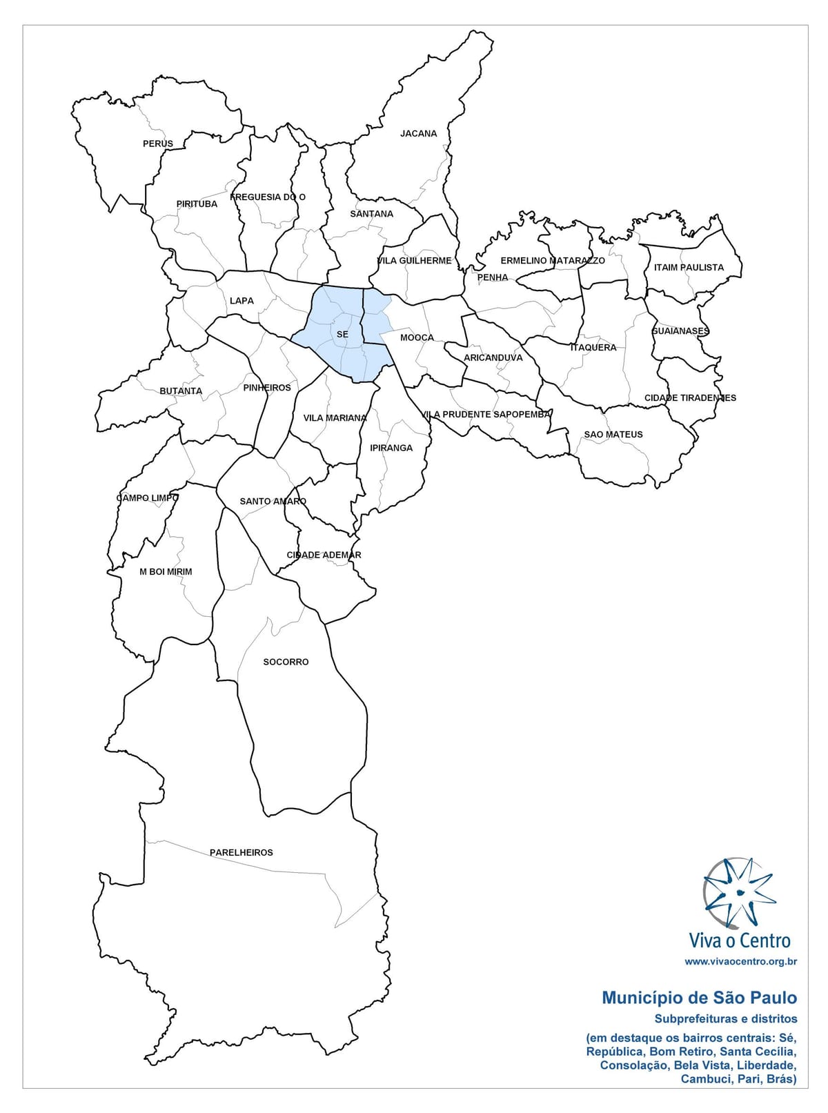 地图的中央区São Paulo
