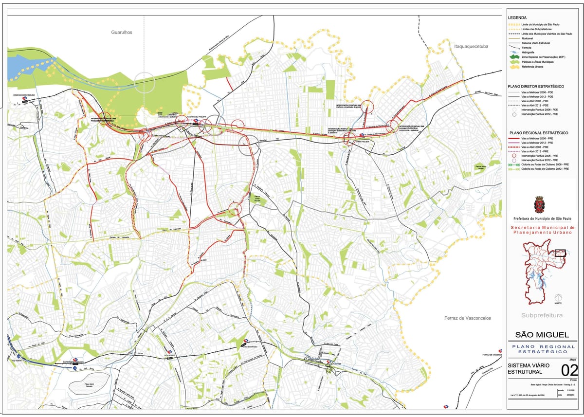 地图圣米格尔*保利斯塔São Paulo-道路