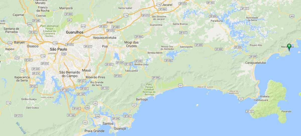 地图的海滩Caçandoca