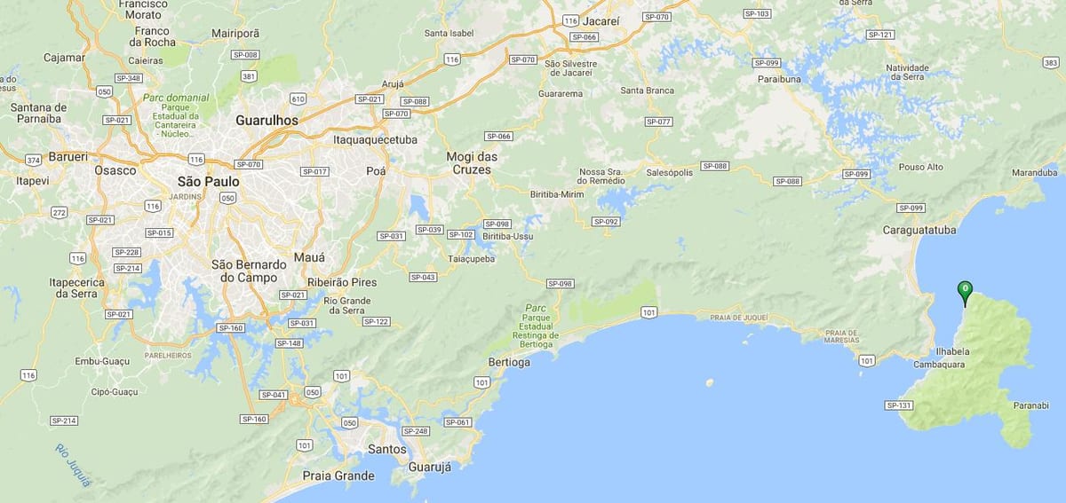 地图的海滩Garapocaia