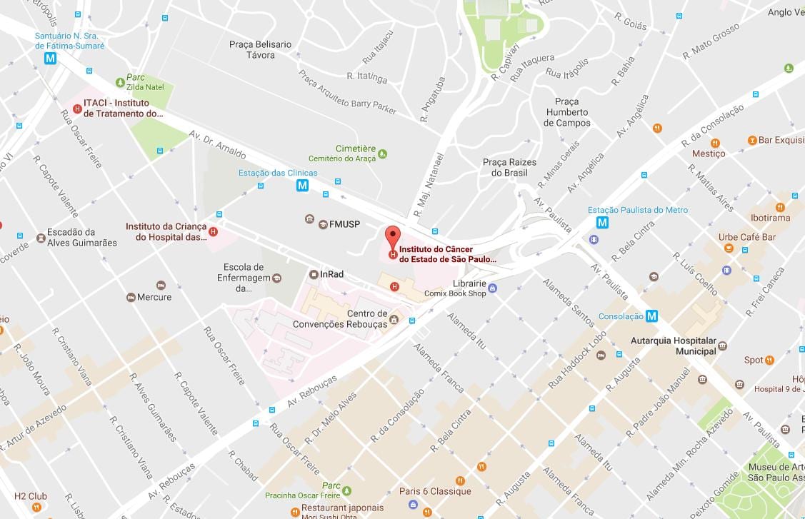 地图研究院癌症的São Paulo