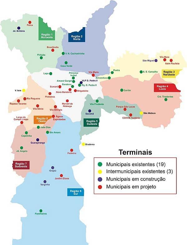 地图上的终端旅of São Paulo
