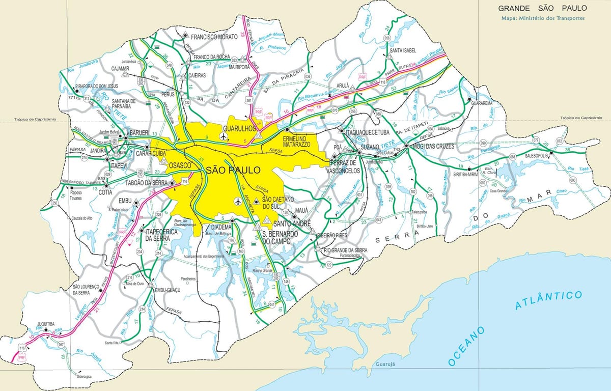 地图的公路郊区圣保罗