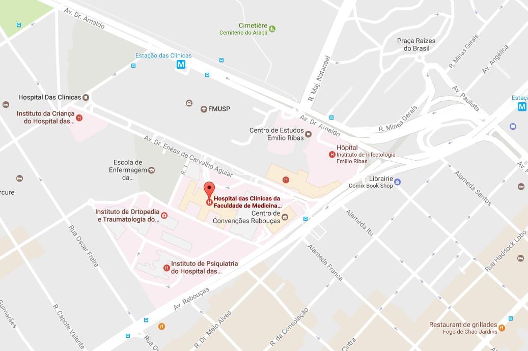 地图Clínicas医院