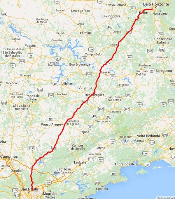 地图Fernão迪亚斯高速公路-BR381