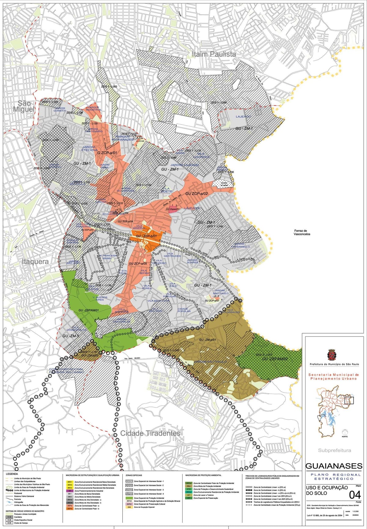 地图Guaianases São Paulo-占领土壤