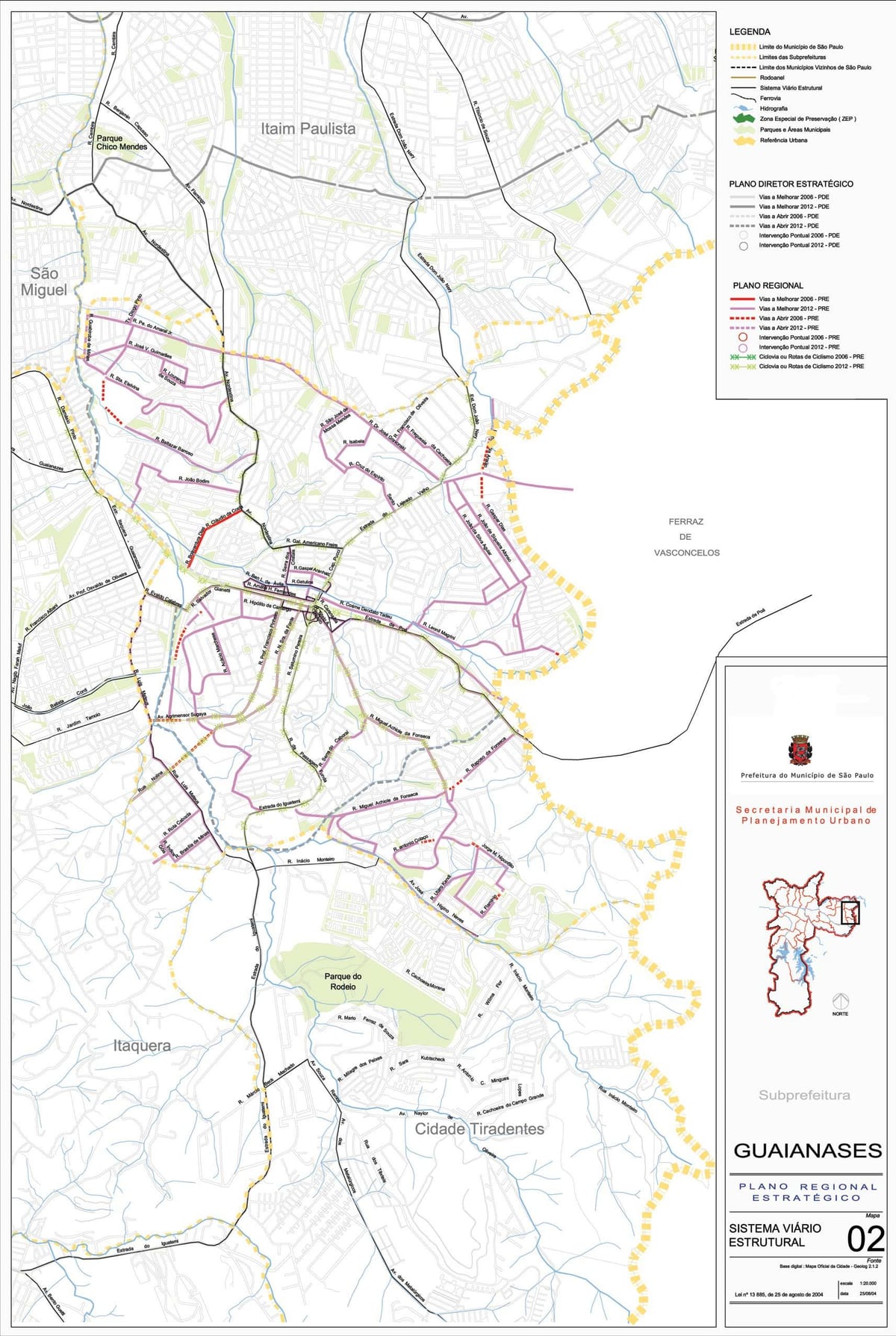地图Guaianases São Paulo-道路