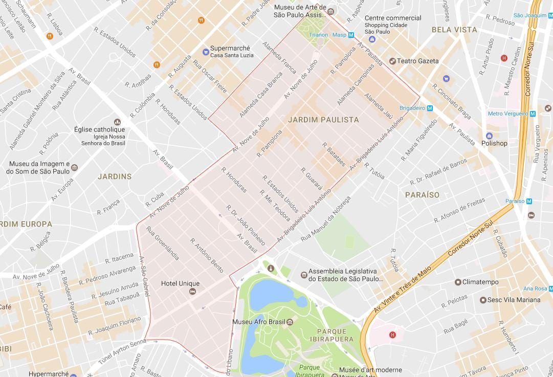 地图的Jardim Paulista São Paulo