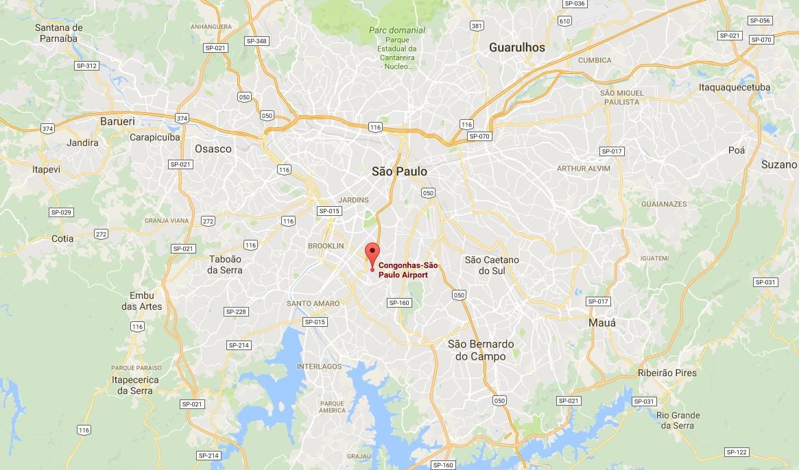 地图São Paulo孔戈尼亚斯机场