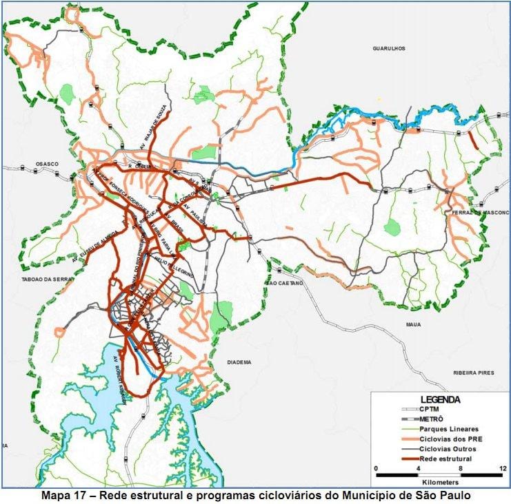 地图São Paulo骑自行车的道路