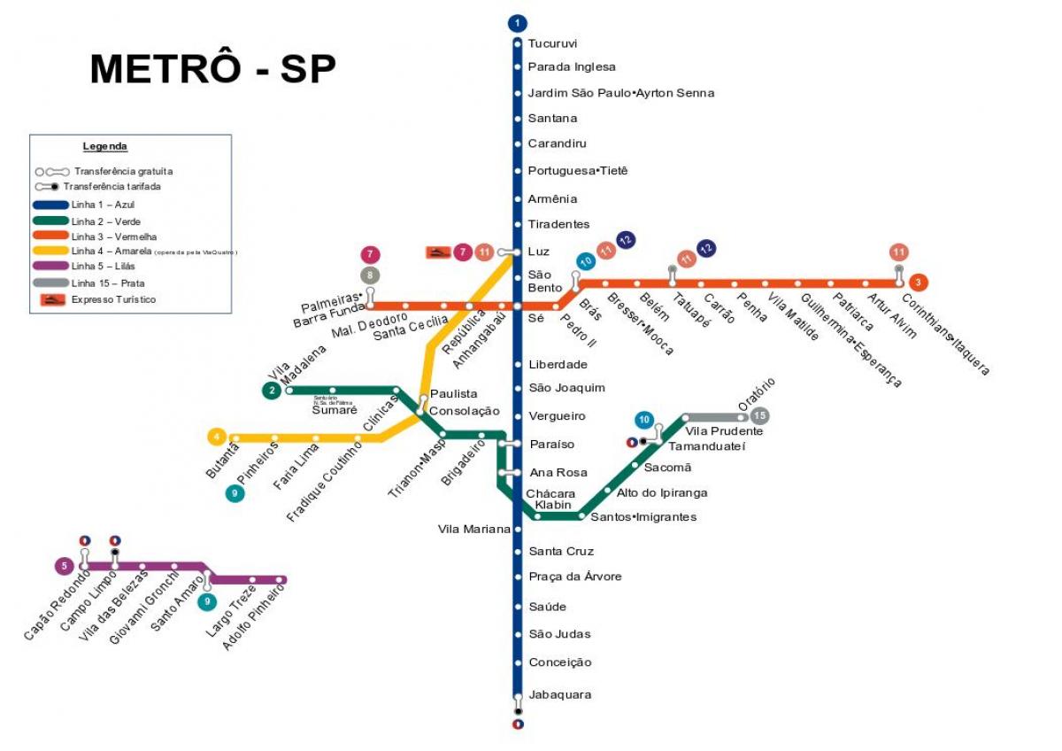 地图São Paulo地铁
