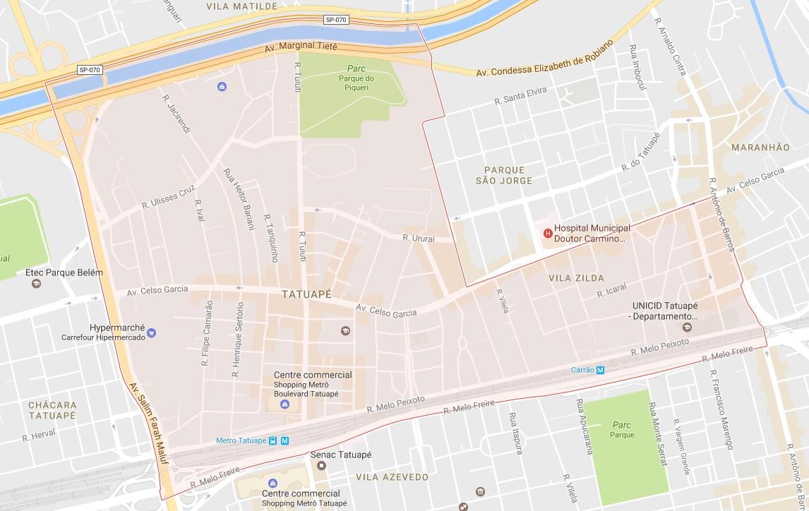 地图Tatuapé São Paulo