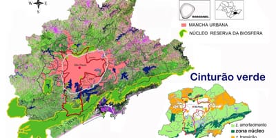 地图上的生物圈保护区的绿化带São Paulo
