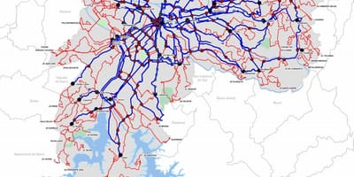 地图上的终端旅的国家的São Paulo