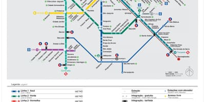 地图的运输São Paulo-EMTU/SP-地铁-CPTM