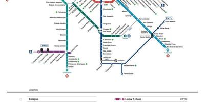 地图São Paulo CPTM运输